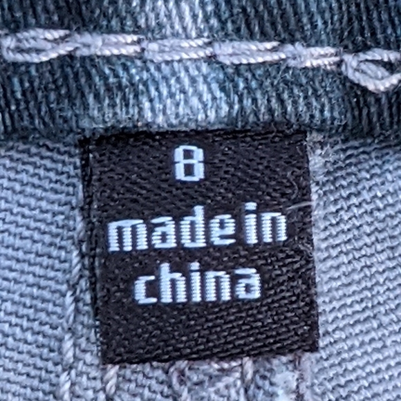 Cabi blue/gray grid print skinny denim stretch jeans. Size 8 - Picture 10 of 14